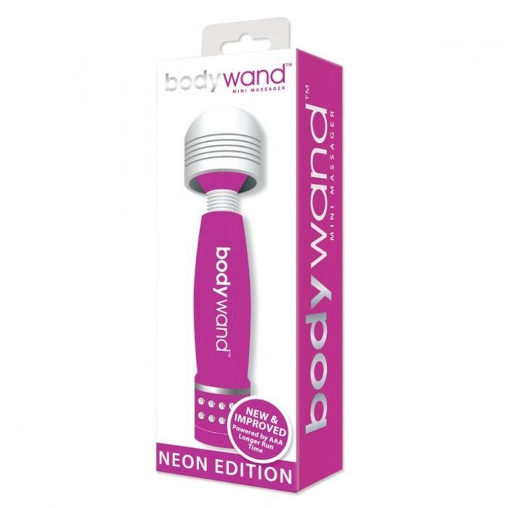 Фиолетово-белый жезловый мини-вибратор с кристаллами Mini Massager Neon Edition (Цвет: фиолетовый с белым)