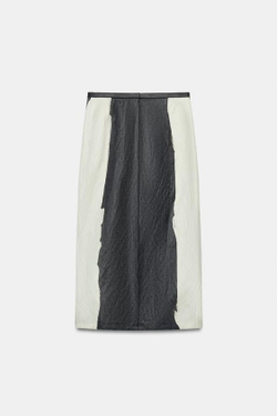 ZARA ЮБКА МИДИ С ПРИНТОМ — ZW COLLECTION, СЕРО-КОРИЧНЕВЫЙ
