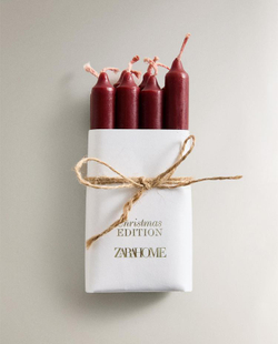 ZARA HOME НАБОР РОЖДЕСТВЕНСКИХ СВЕЧЕЙ (УПАКОВКА ИЗ 8 ШТУК), КРАСНЫЙ
