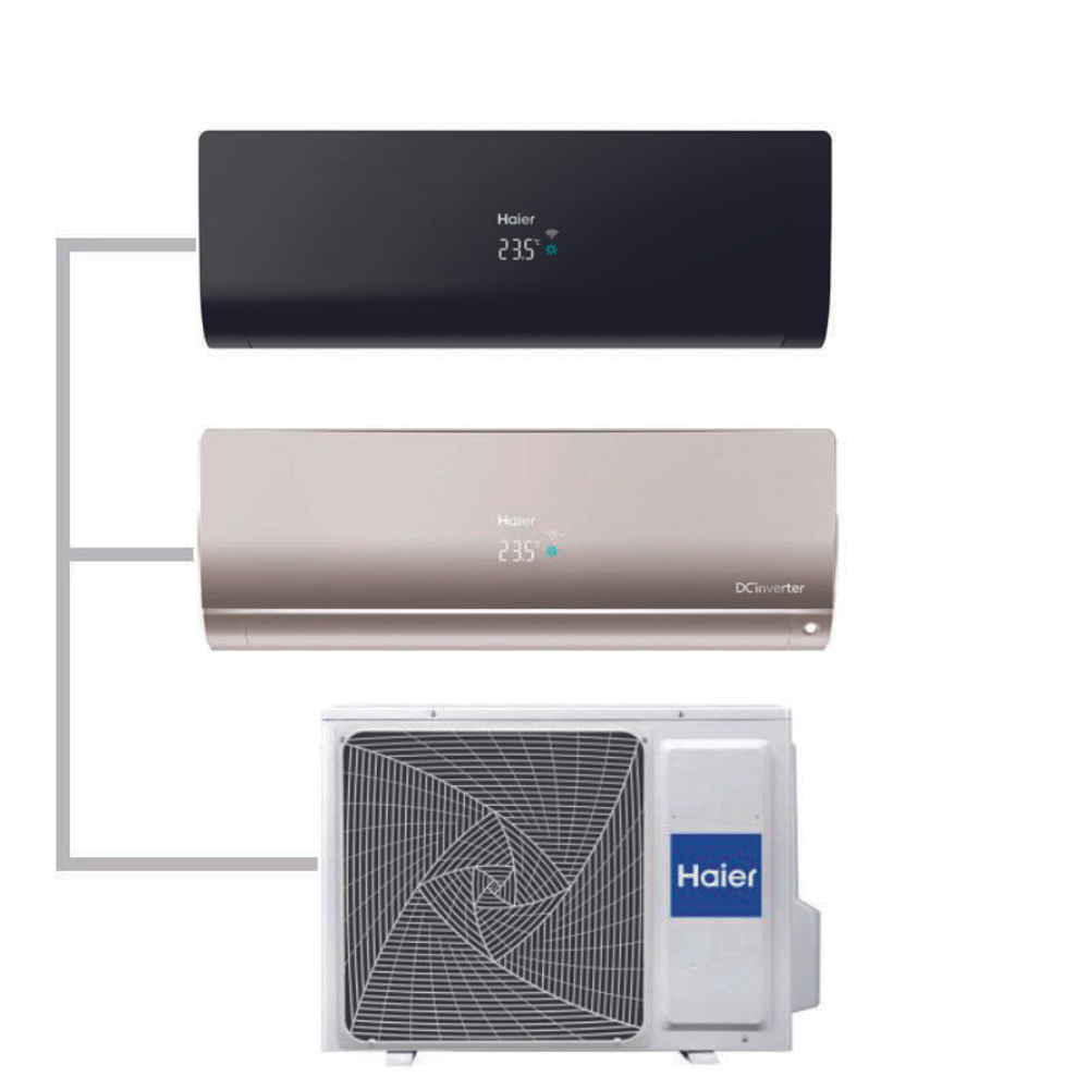 Мульти сплит-система Haier на 2 комнаты (25+35 кв.м.) FLEXIS Black + Gold