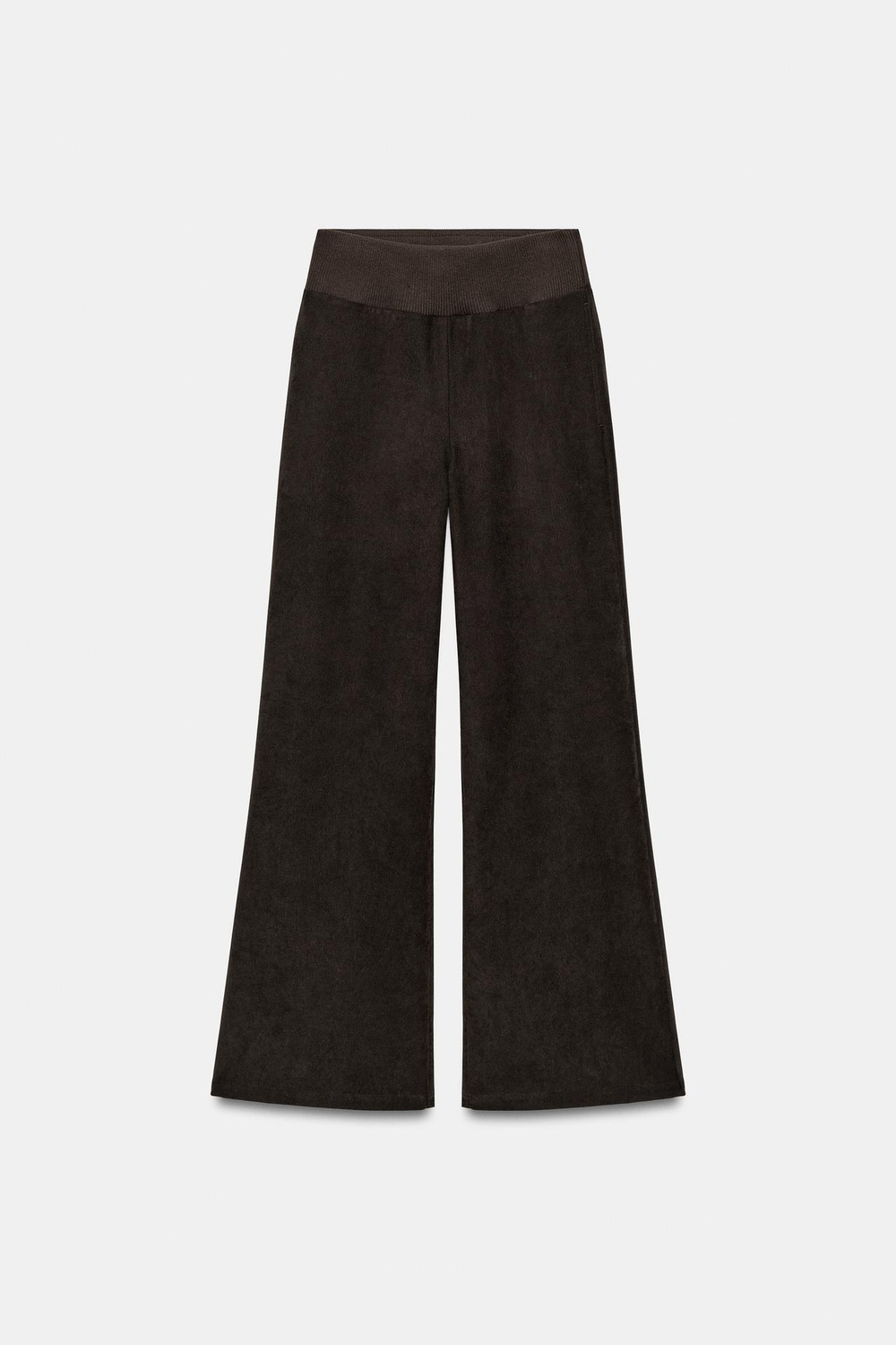 ZARA ШИРОКИЕ БРЮКИ С ПОЯСОМ В РУБЧИК, ТЕМНО-КОРИЧНЕВЫЙ