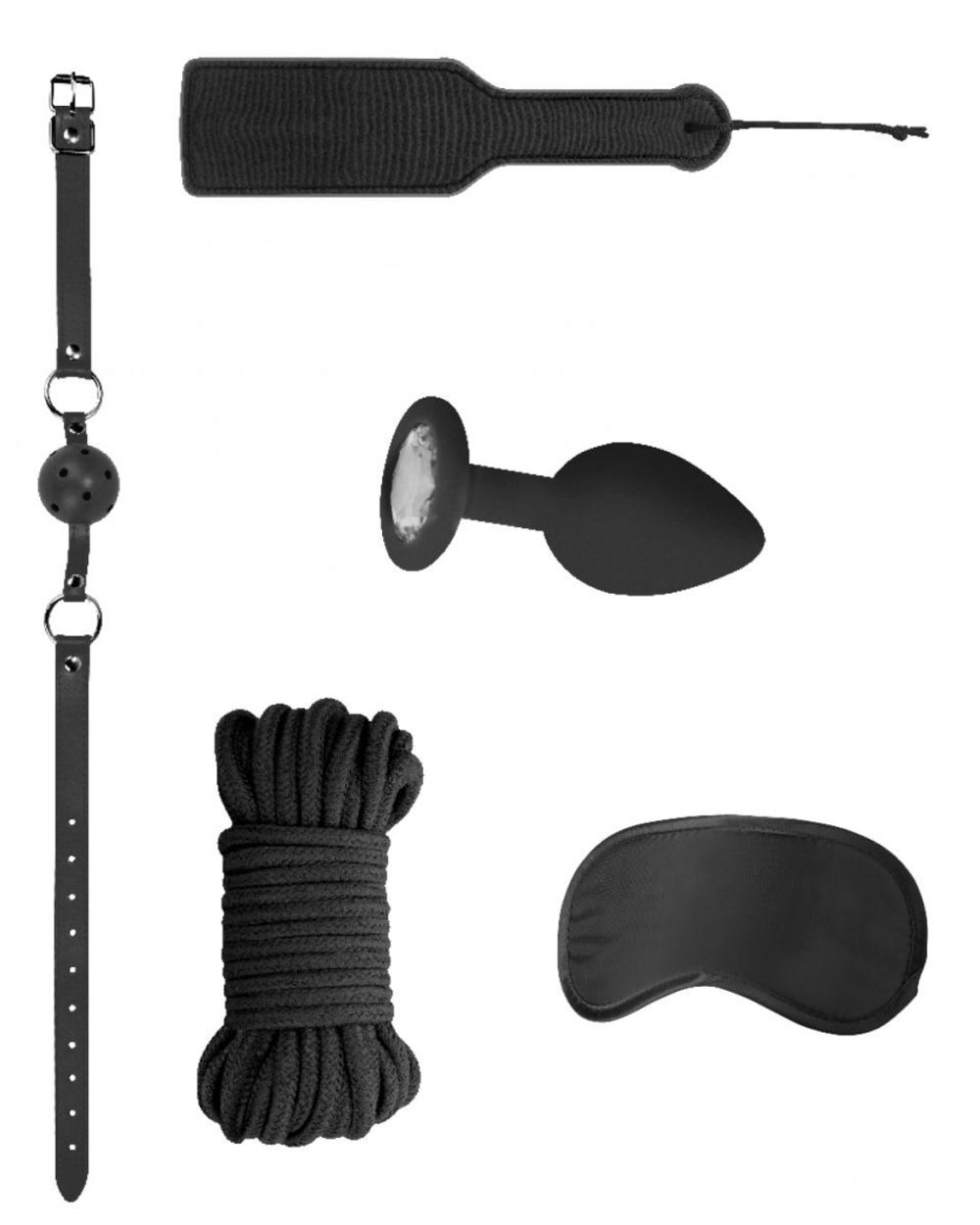 Черный игровой набор Introductory Bondage Kit №5 (Цвет: черный)