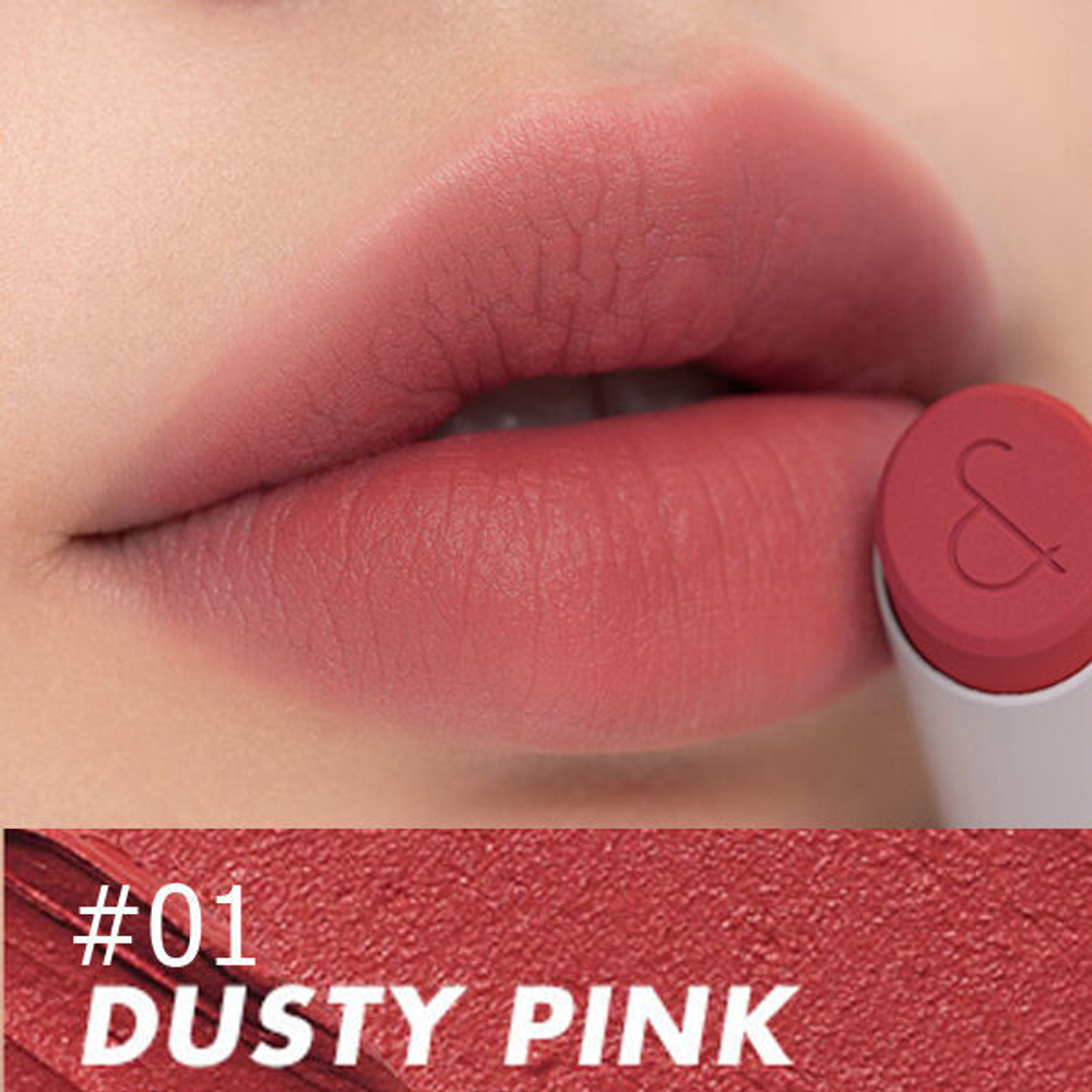 Лёгкая матовая помада для губ Rom&nd Zero Matte Lipstick #01.Dusty Pink, 3гр