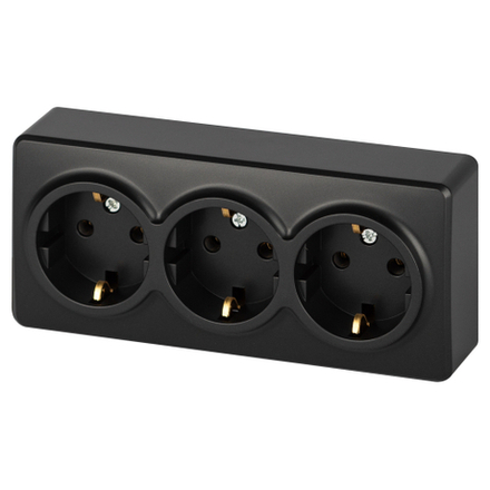 Розетка ЭРА Эксперт 11-2208-05 тройная с заземлением 3х2P+E Schuko IP20 16A-250В ОУ антрацит