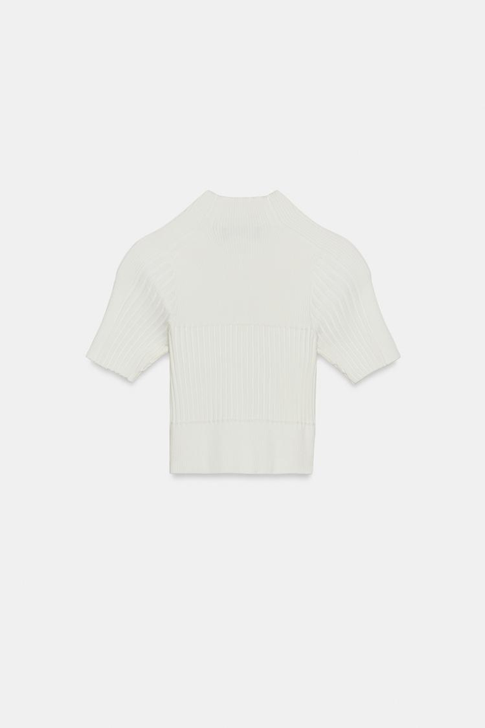ZARA УКОРОЧЕННЫЙ ТОП В РУБЧИК, БЕЛЫЙ
