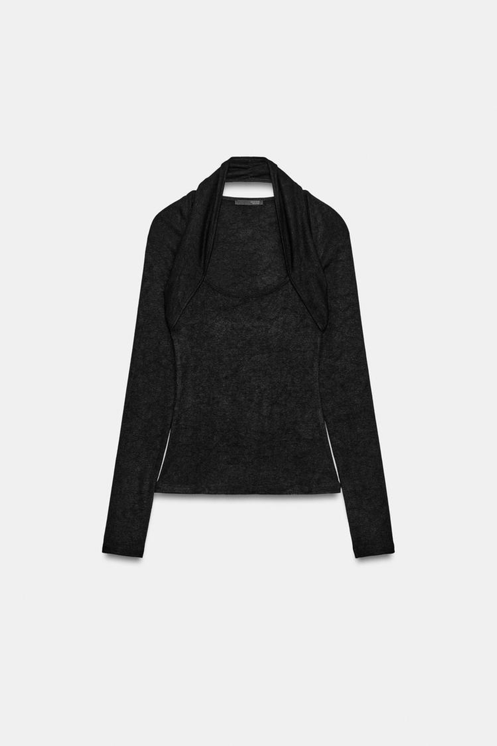 ZARA ТОП С ГОРЛОВИНОЙ ХАЛТЕР, ЧЕРНЫЙ
