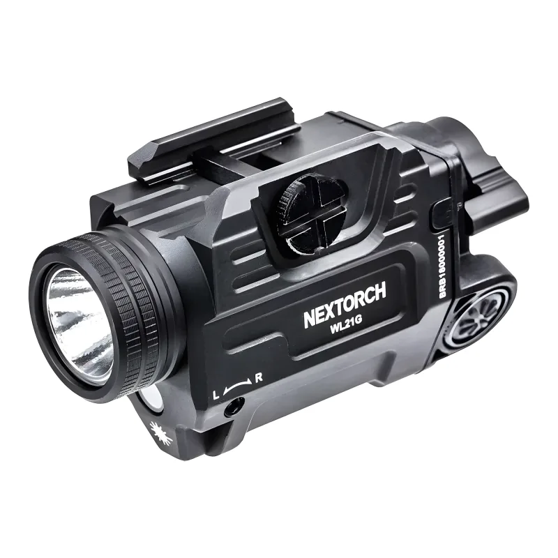 Тактический пистолетный фонарь Nextorch WL21G Dual-Light (зелёный ЛЦУ) - вид спереди сбоку