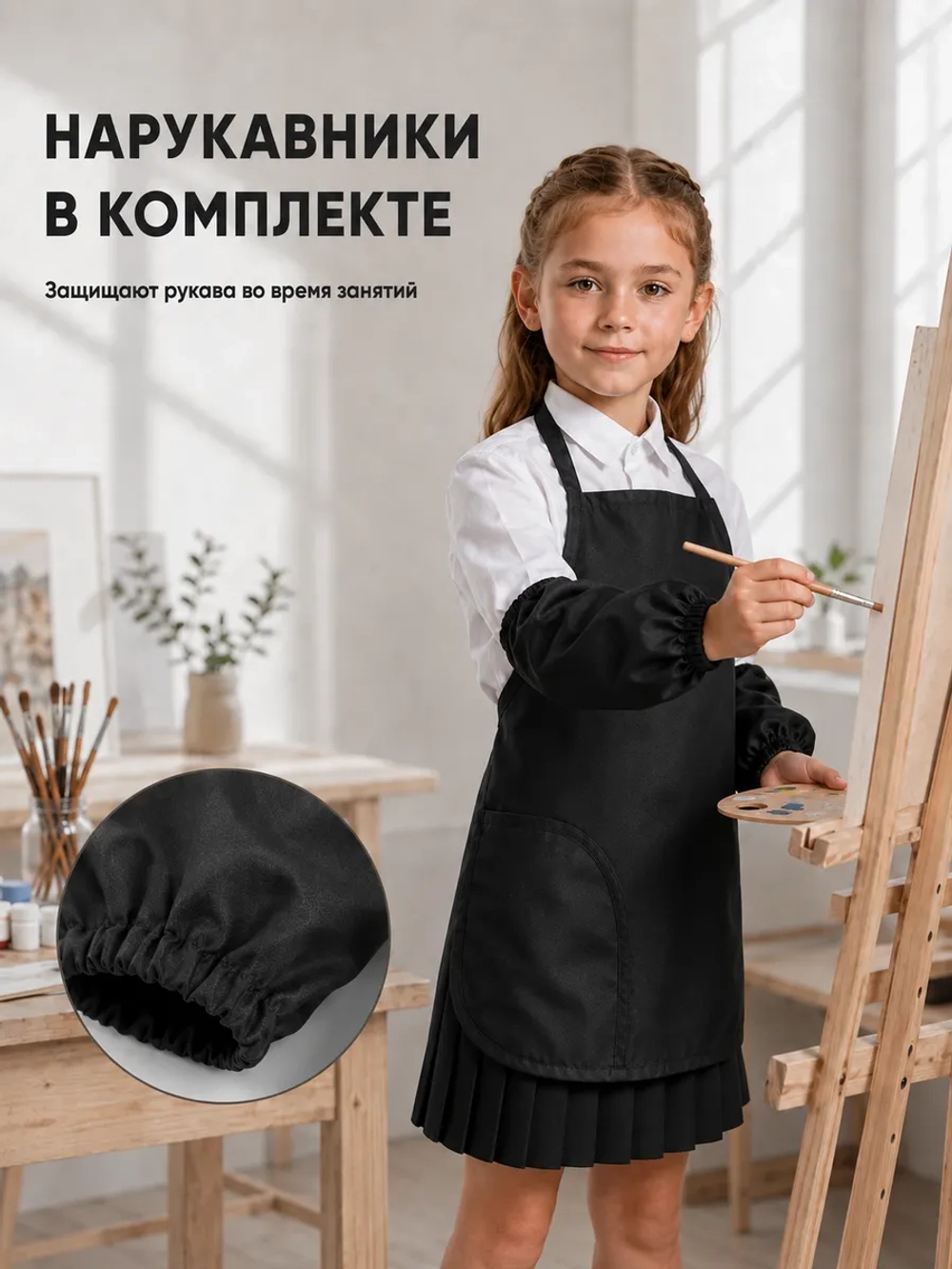 Фартук для детского творчества (черный)