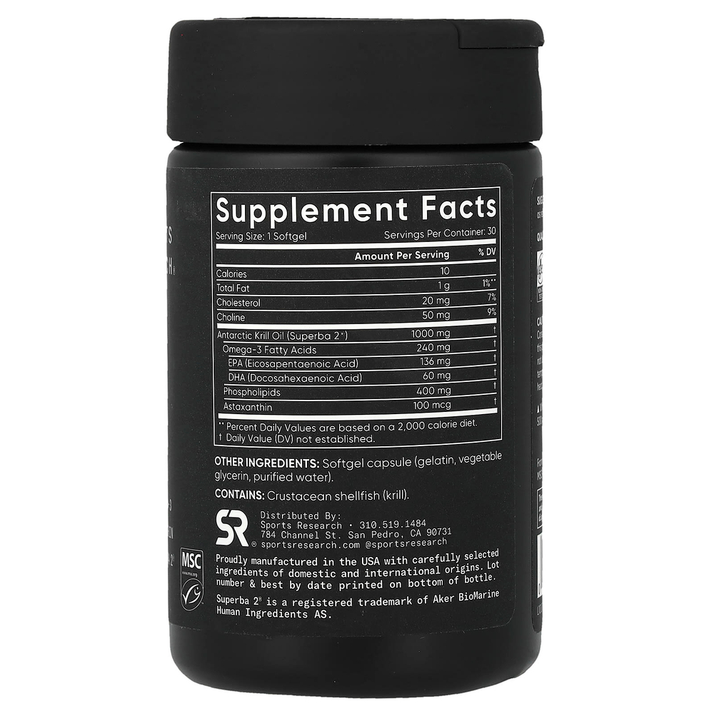 Sports Research, масло криля с омега-3, 30 капсул