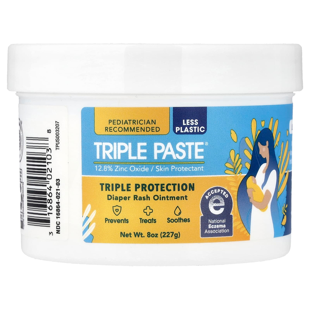 Triple Paste, мазь от опрелостей с оксидом цинка, без отдушки, 227 г (8 унций)