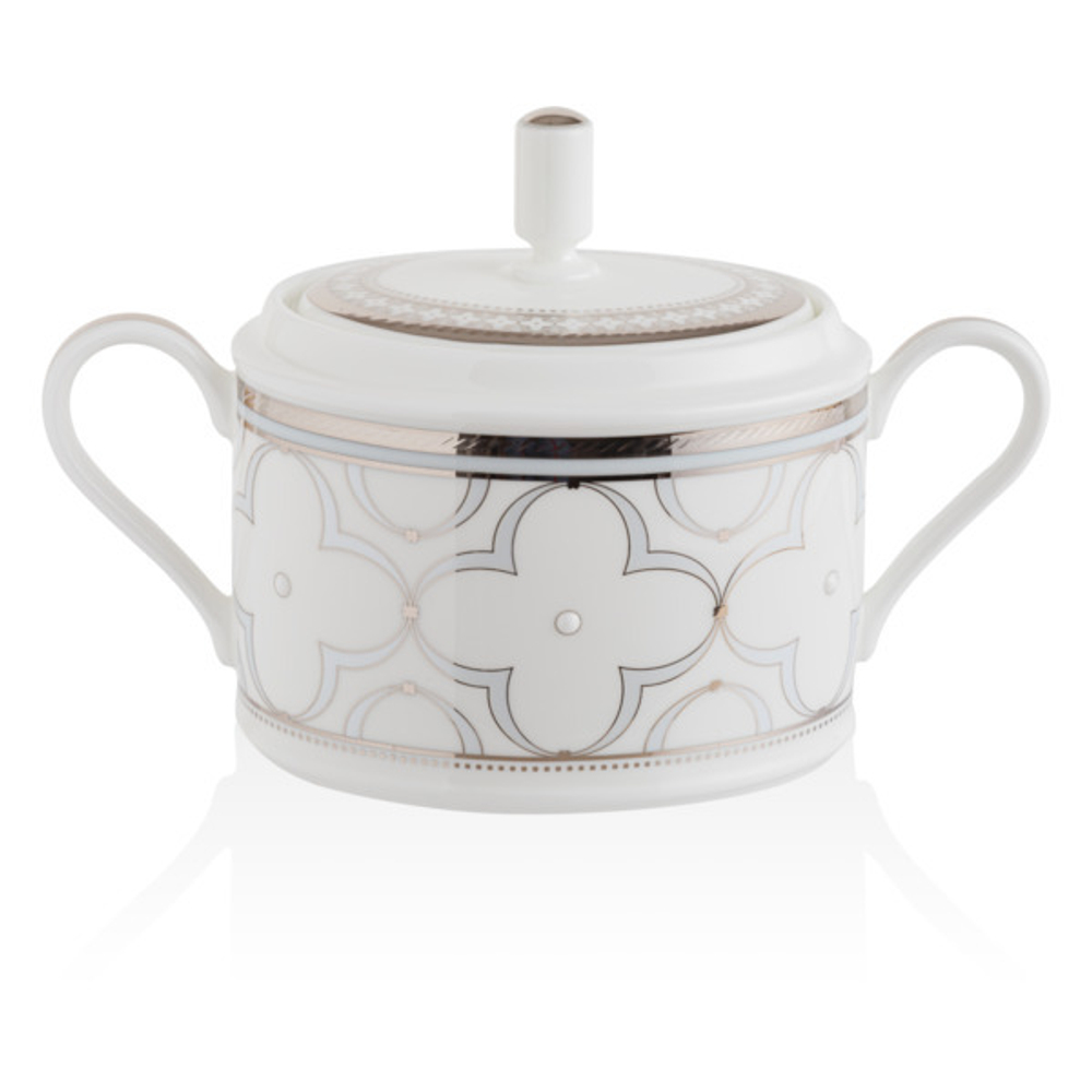 Сахарница 400мл Noritake Трефолио с платиновым кантом