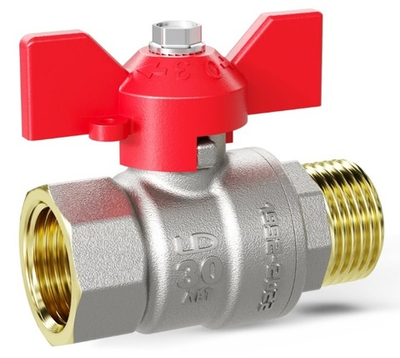 Кран шаровой (вода) LD Pride Ду 25 (1") вн-нар (бабочка), red