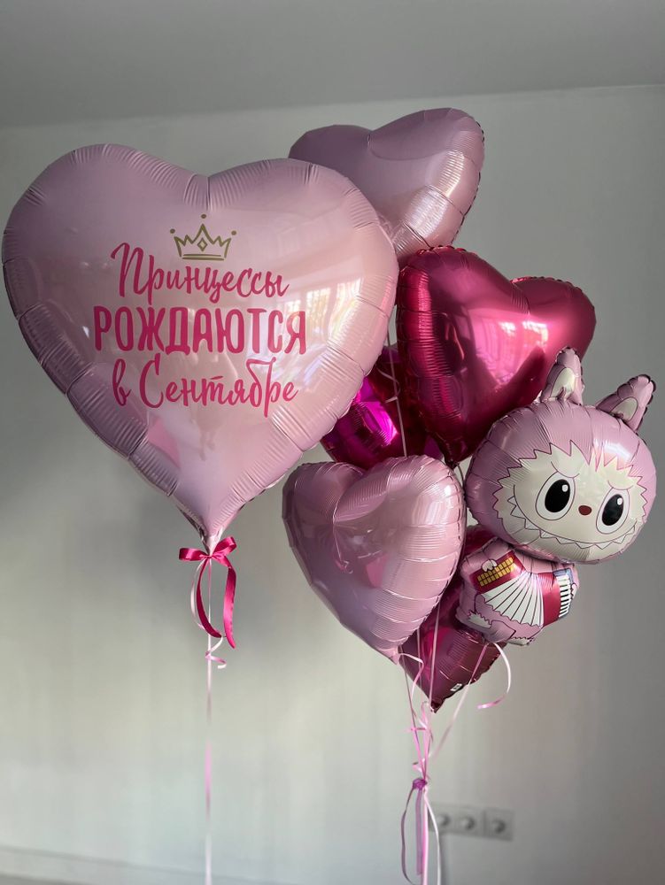 Воздушные шары Лабубу розовый/малиновый/фуксия №3808