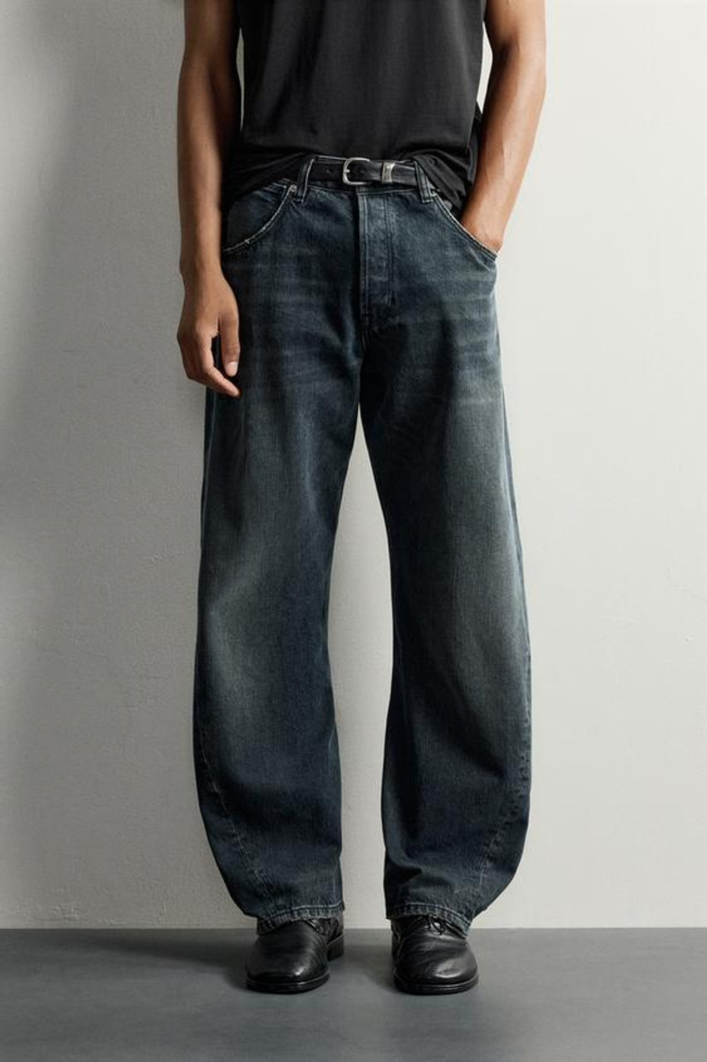 ZARA ДЖИНСЫ LOOSE FIT С ПОВОРОТНЫМИ ШВАМИ, СИНИЙ