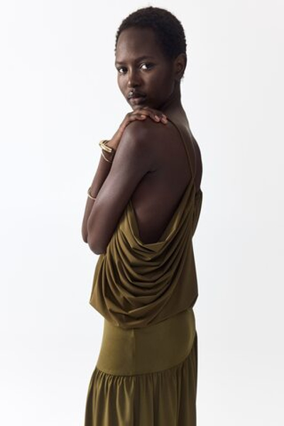 Топ на бретелях с драпировкой — глубокий вырез, V-образный вырез, свободный крой - H&M