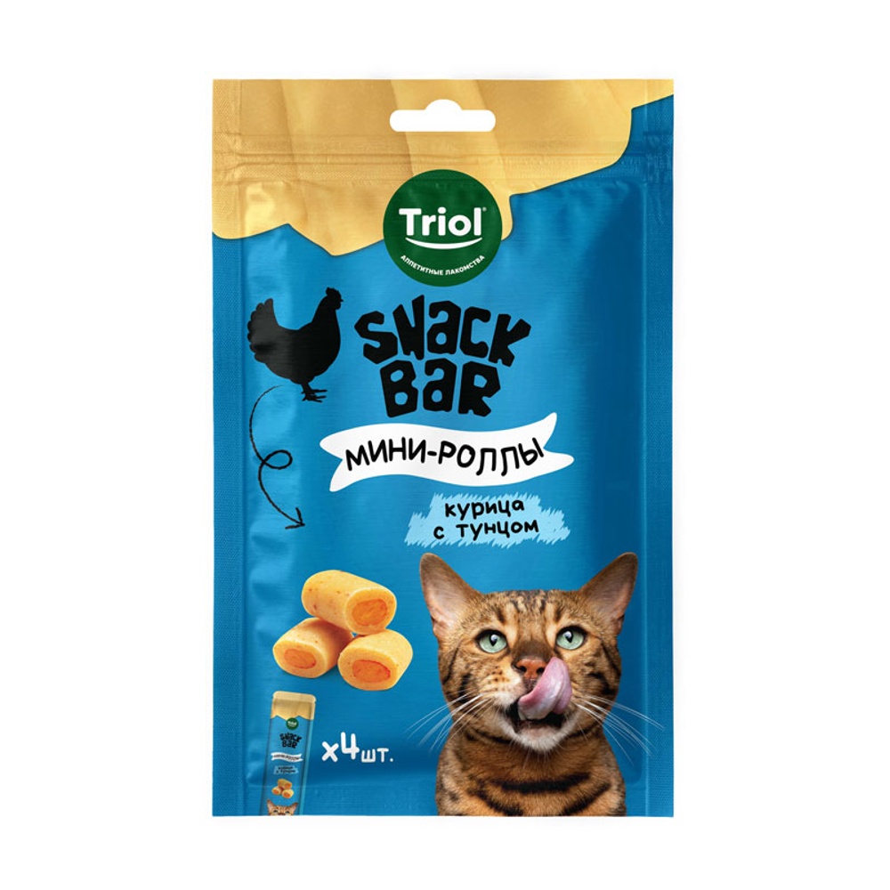 Лакомство Triol SNACK BAR Мини-роллы с начинкой из курицы с тунцом для кошек 40 г