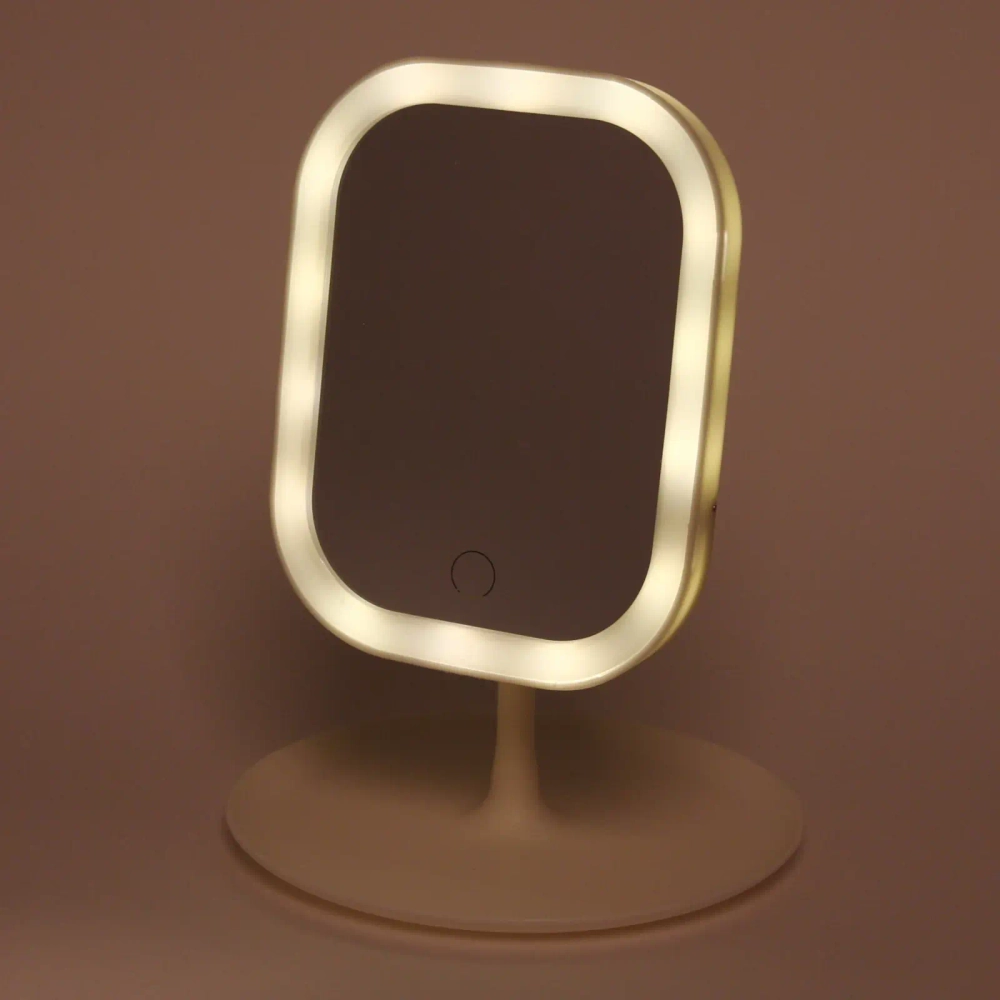 Зеркало настольное с подсветкой на подставке «Monika», цвет белый, USB, 27*14,5см