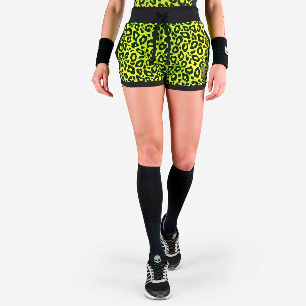 Женские теннисные шорты Hydrogen Tech Panther Shorts Women - Neon Yellow, Black