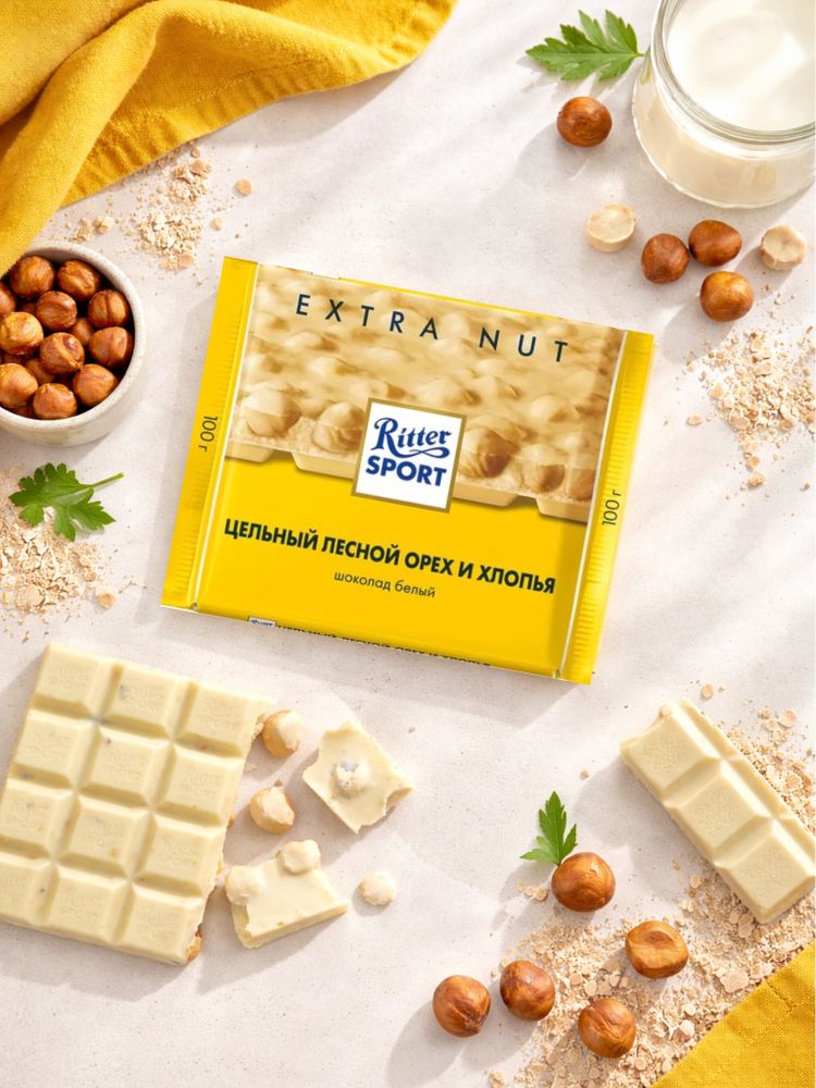 Шоколад белый Ritter Sport Цельный орех и Хлопья 100 г x 2 шт