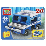 Конструктор пластмассовый 22эл. 2в1 "Полицейская машина" 3241-KK (Город мастеров)