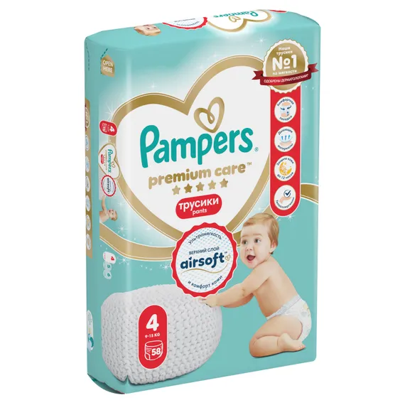 Трусики Pampers Premium Care 4 (9-15 кг) 58 шт.