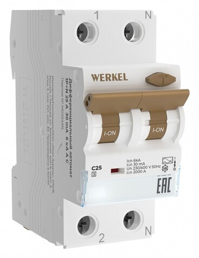 Дифференциальный автоматический выключатель 1P Werkel Дифференциальные автоматы W922P256