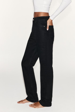 ZARA ДЖИНСЫ SLIM С ВЫСОКОЙ ПОСАДКОЙ TRF CONFORT, ЧЕРНЫЙ