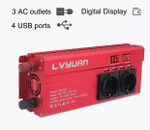 Инвертор 12V-220V 2600W б/накл Lvyuan( красный)