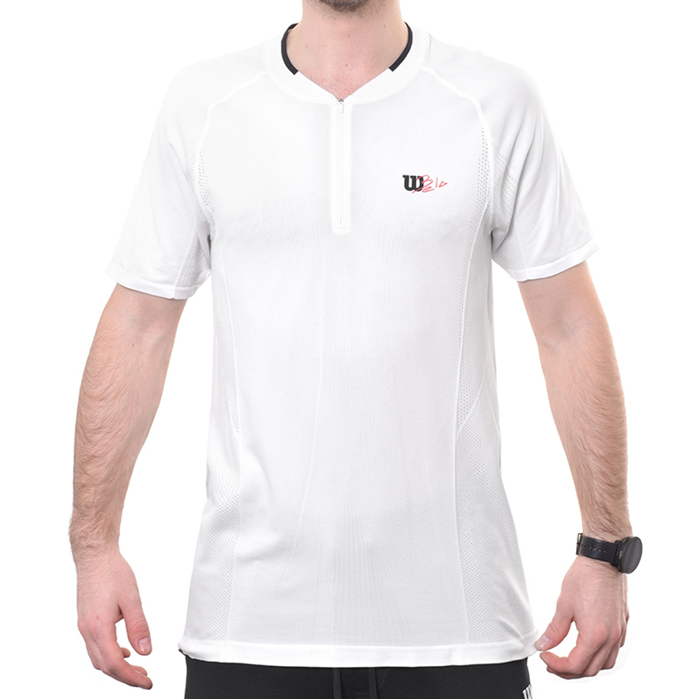 Мужское теннисное поло Wilson Players Seamless Zip Henley 2.0 - bright white
