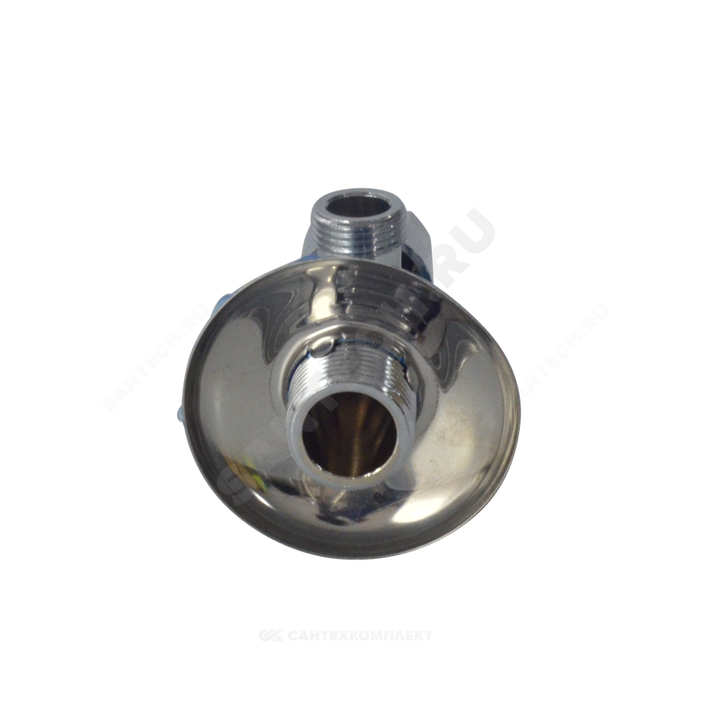 Кран латунь бытовой хром угловой G1/2"х3/8" Ру10 НР переходной маховик с отражателем Icma 90519AC07