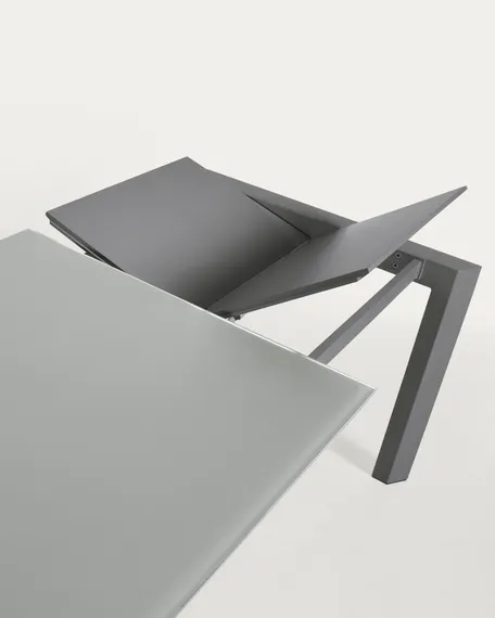 Раздвижной стол Axis 160-220x90 см, черное стекло, черный каркас