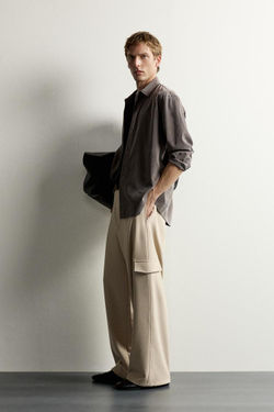 ZARA БРЮКИ КАРГО RELAXED FIT, РЫЖЕВАТО-КОРИЧНЕВЫЙ