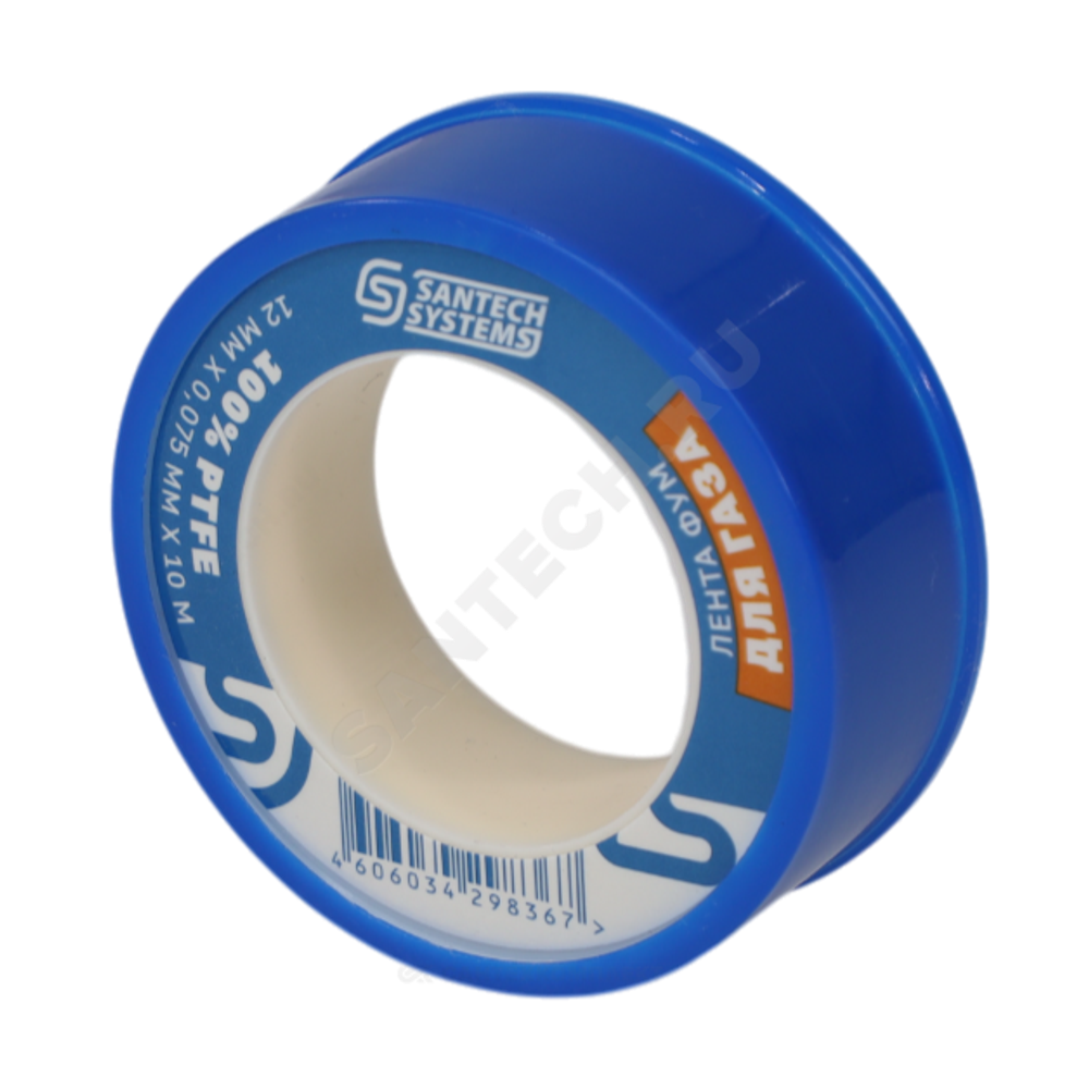 Лента ФУМ PTFE 12ммх0,075ммх10м катушка среда: газ SantechSystems