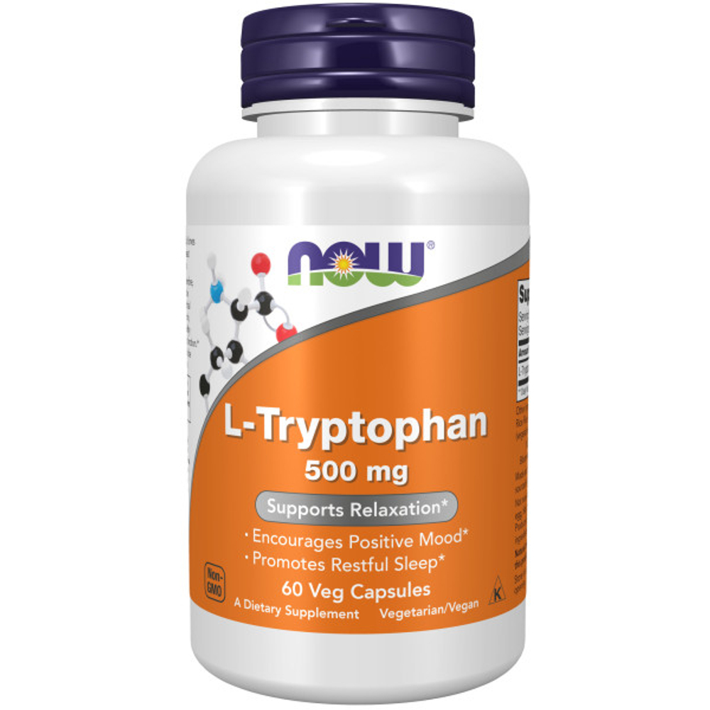 NOW L-Tryptophan 500 мг 60 вегетарианских капсул