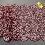 Кружево бельевое эластичное 225 мм / 3 метра, 40992 цв.бордо+св.розовый, Kruzhevo