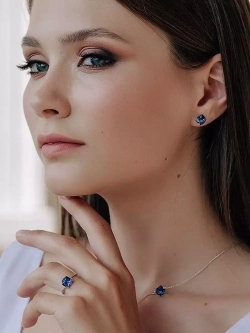 Серьги-гвоздики Миражи с синими кристаллами Swarovski