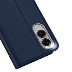 Чехол книжка из PU кожи синего цвета от Dux Ducis для смартфона Samsung Galaxy S25 Edge, серия Skin Pro Series Case