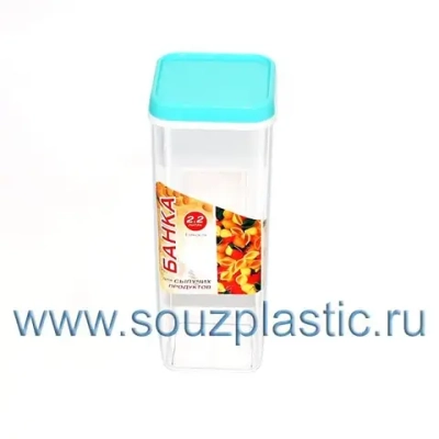 Банка для сыпучих продуктов квадратная 2,2л