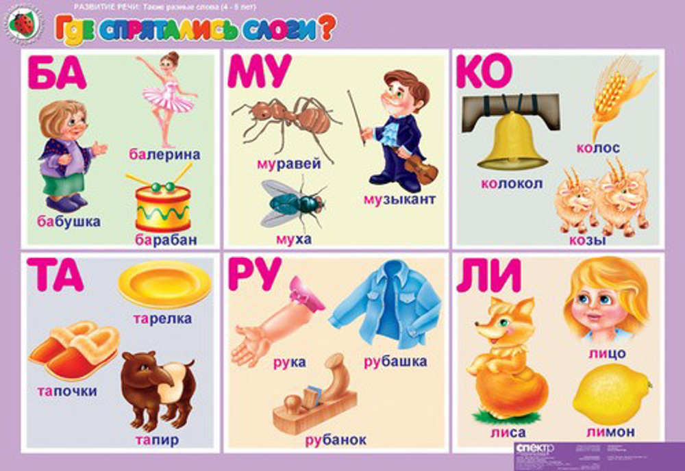 Комплект таблиц Развитие речи 4-5 лет. "Такие разные слова". (5 таблиц+16 карт.)