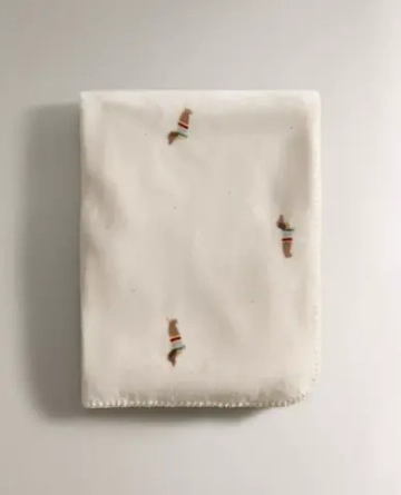 ZARA HOME ДЕТСКИЙ ФЛИСОВЫЙ ПЛЕД С ПРИНТОМ, РАЗНОЦВЕТНЫЙ