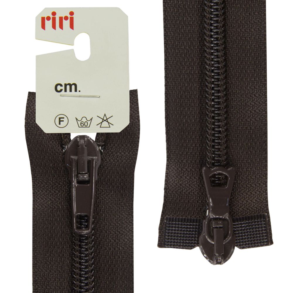 Молния спиральная (витая) RIRI Т6 (6 мм) 2 зам., разъем., 55 см, цв.2226, т.коричневый, 1 шт Молния спиральная (витая) RIRI Т6 (6 мм) 2 зам., разъем., 55 см, цв.2226, т.коричневый, 1 шт