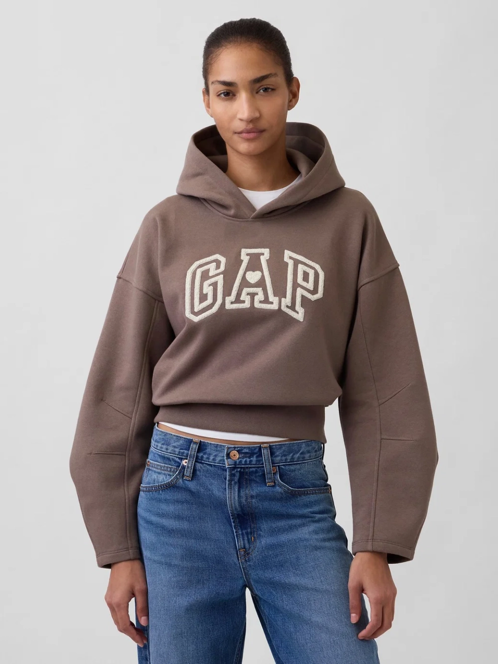 Свитшот VintageSoft с укороченным кроем и рукавами-фонариками - GAP