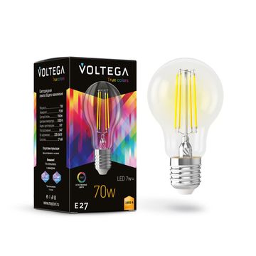 Светодиодная лампа Crystal A60 7W 3000K E27 CRI97 (7217) VG10-A60E27-3K-7W-FHR прозрачная Voltega