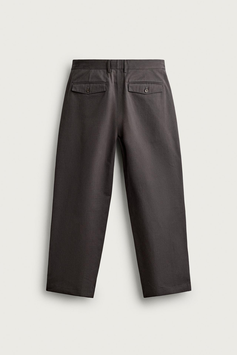 ZARA БРЮКИ ЧИНОС REGULAR FIT СО СКЛАДКАМИ, СЕРО-КОРИЧНЕВЫЙ