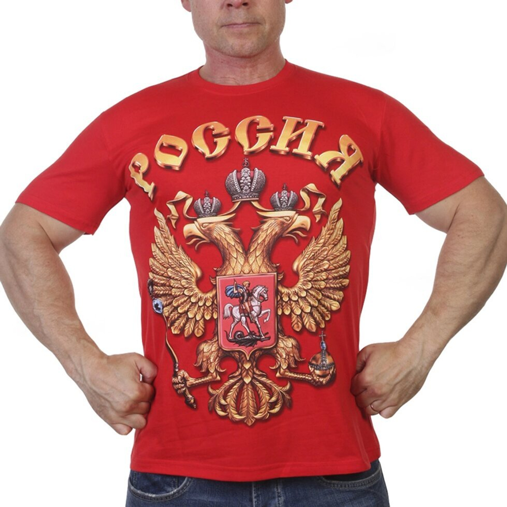 Красная футболка с гербом РФ 58 (4XL)