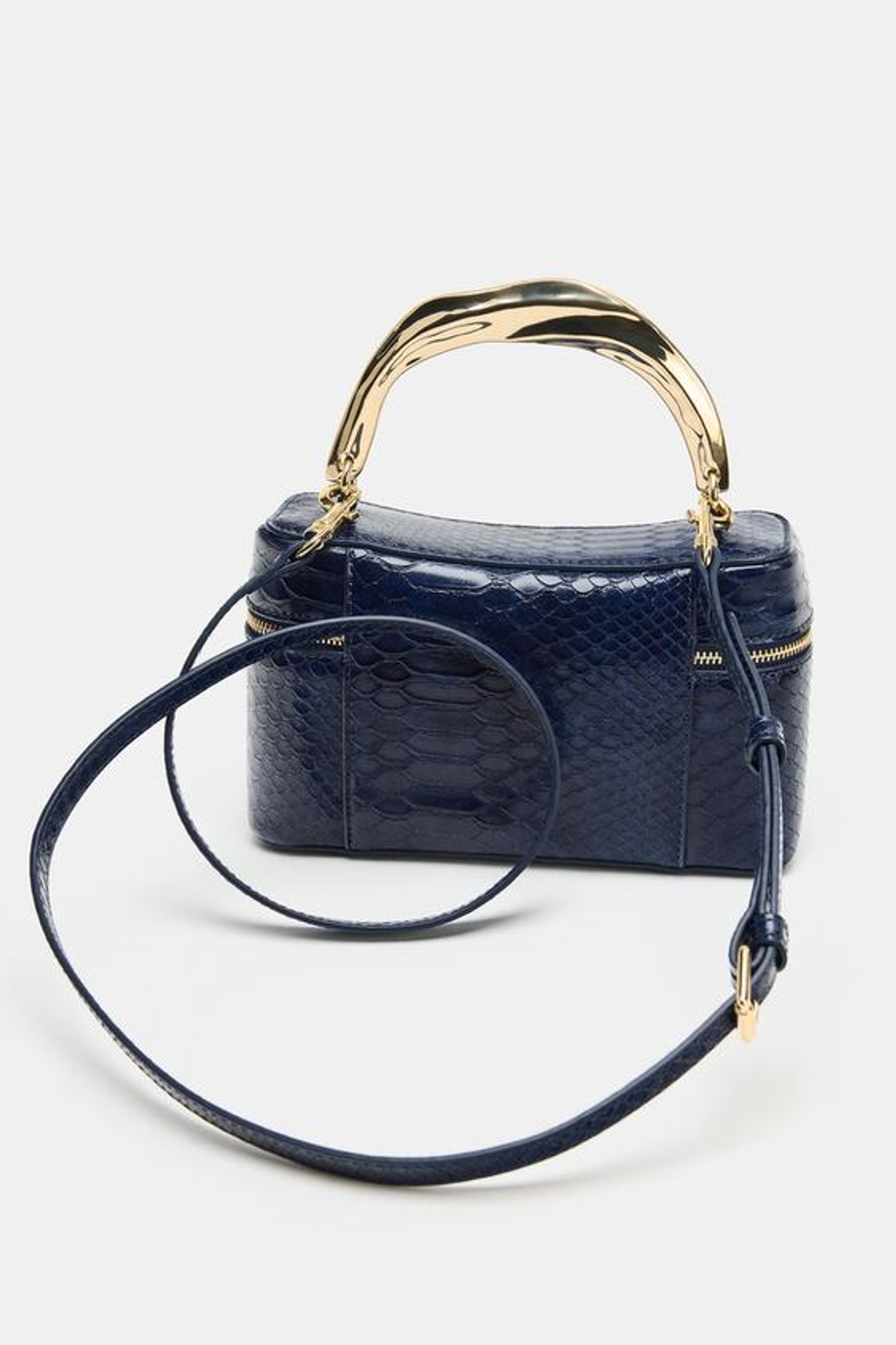 ZARA СУМКА-КЕЙС С РЕЛЬЕФНЫМ УЗОРОМ, МОРСКОЙ СИНИЙ