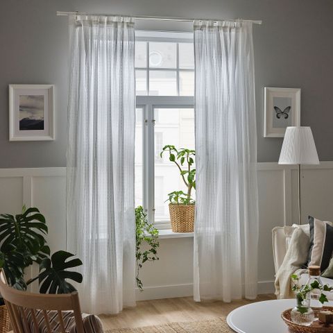 Комплект штор IKEA MATILDA (МАТИЛЬДА), Белый, 140x250 см, 2 шт
