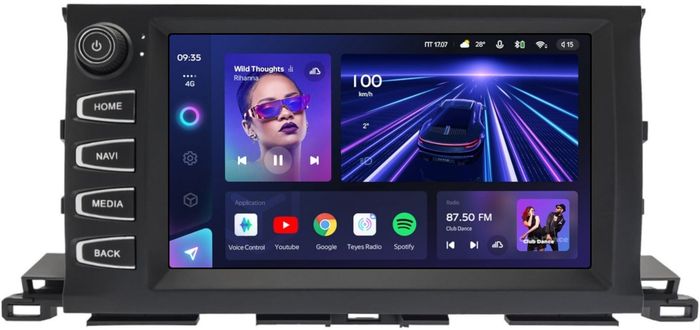 Магнитола для Toyota Highlander 3 U50 2013-2020 (рамка с крутилкой) - Teyes CC3L на Android 10, CarPlay, 4G SIM-слот