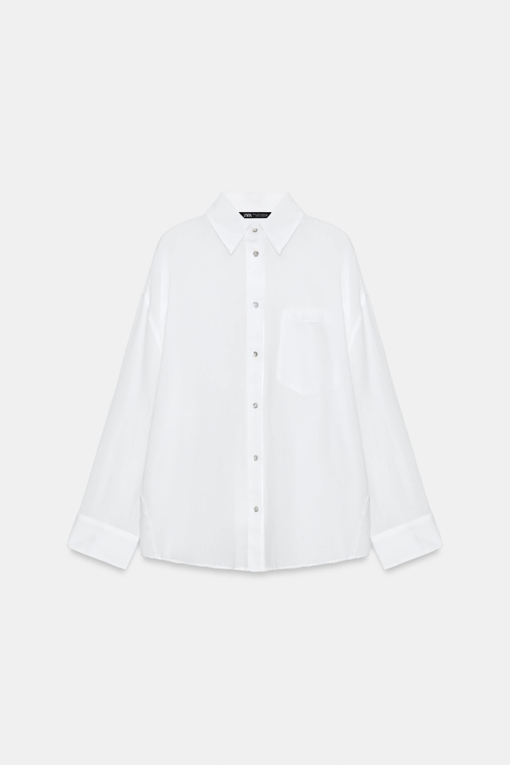 РУБАШКА ОВЕРСАЙЗ ИЗ ШИФОНА В ПОЛОСКУ С КАРМАНОМ — ZARA