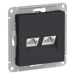 ATLASDESIGN РОЗЕТКА двойная компьютерная RJ45+RJ45 кат. 5e, механизм, КАРБОН